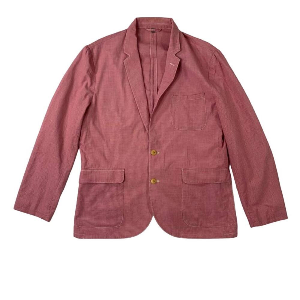 J Crew Men's Ludlow Sportcoat Blazer Houndstooth Red White Cotton Large